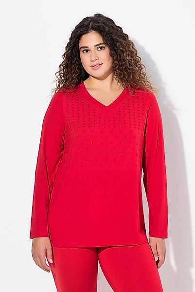 Ulla Popken Longsleeve Langarmshirt antibakteriell V-Ausschnitt günstig online kaufen