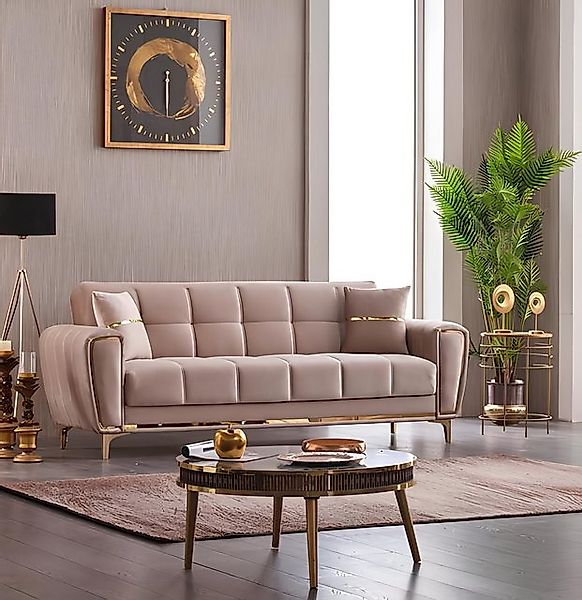 JVmoebel Sofa Stoffsofa Dreisitzer Polstersofa Couch 3 Sitzer Beige Sofa De günstig online kaufen