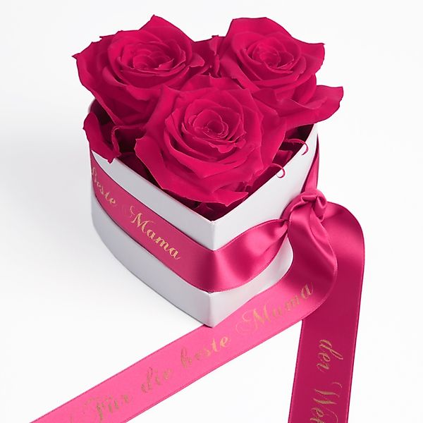 Kunstblume Rosenbox Herz 3 Infinity Rosen günstig online kaufen