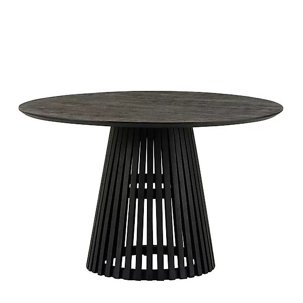 Holz Küchentisch modern in Schwarz runder Tischplatte günstig online kaufen