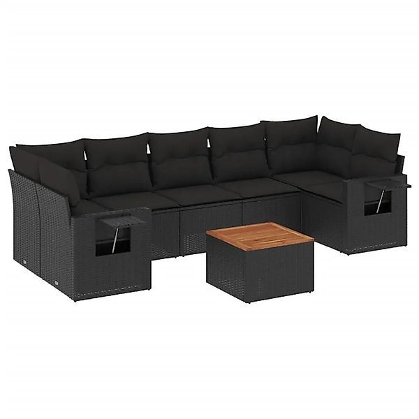 vidaXL 8-Tlg Garten-Sofagarnitur mit Kissen Schwarz Poly Rattan 3224473 günstig online kaufen