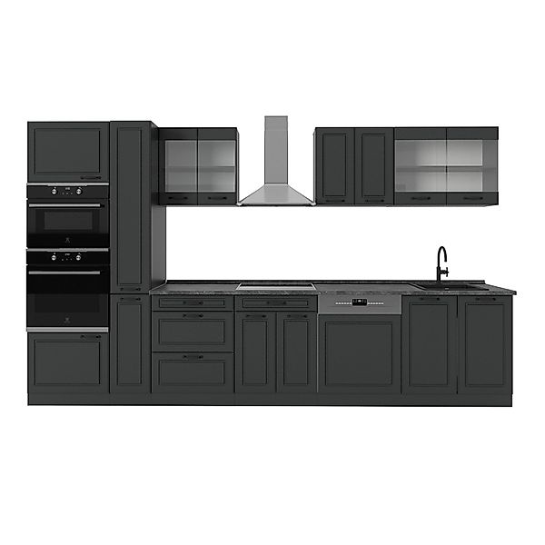 Vicco R-Line Küchenzeile Anthrazit Landhaus/Anthrazit 350 cm AP Anthrazit günstig online kaufen