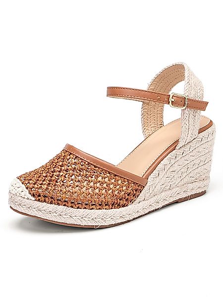 Frauen Hollow Ankle Buckle Strap Espadrilles Wedges Sadals günstig online kaufen