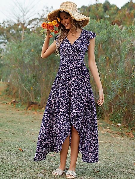 BlauWave Druckkleid Bohemian Kleid Bedrucktes Kleid mit V-Ausschnitt (1-tlg günstig online kaufen
