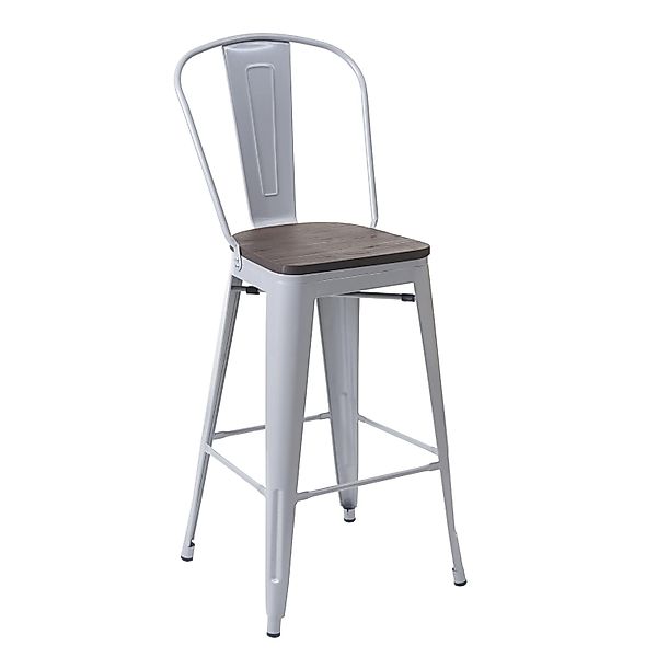 PROREGAL Barhocker Mit Lehne Inkl. Holz-Sitzfläche Sitzhöhe 77cm Metall Ind günstig online kaufen