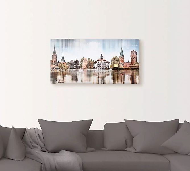 Artland Leinwandbild "Lüneburg Skyline Abstrakte Collage", Deutschland, (1 günstig online kaufen