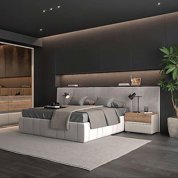 Places of Style Bettgestell »Invictus«, mit breitem gepolstertem Kopfteil, günstig online kaufen