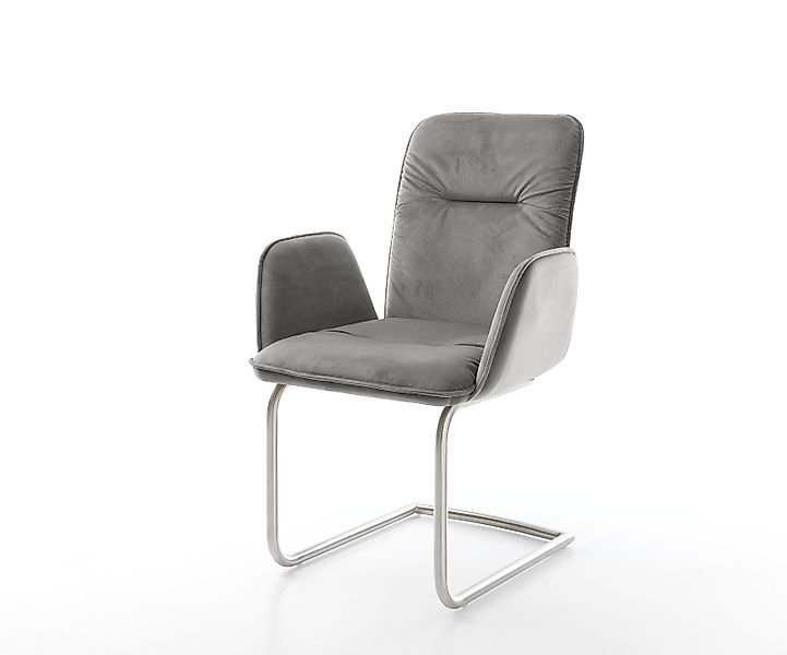 Freischwinger Vinja-Flex Samt Grau Freischwinger rund Edelstahl günstig online kaufen