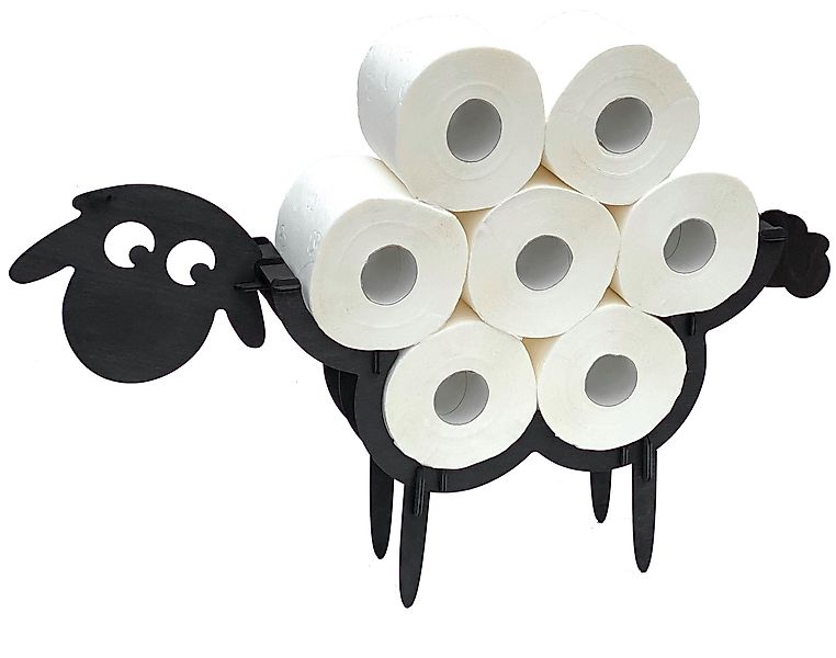 DanDiBo Toilettenpapierhalter Schwarz Holz Schaf WC günstig online kaufen