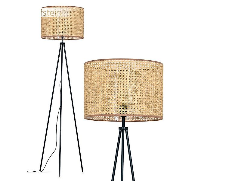 hofstein Stehlampe Stehlampe aus Holz/Wiener Geflecht/Rattan in Naturfarben günstig online kaufen