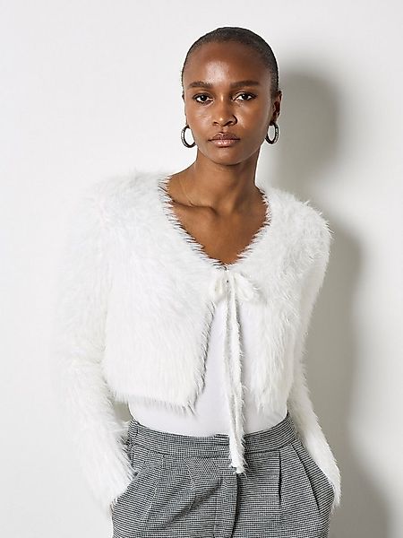 Apricot Cardigan Bolero Jacke in super fluffiger Ware in kurzer Länge günstig online kaufen