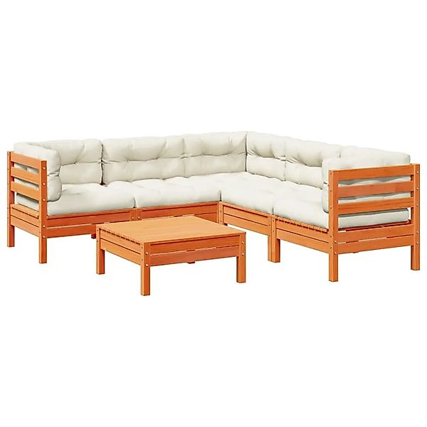 vidaXL 6-Tlg Garten-Sofagarnitur mit Kissen Wachsbraun Kiefernholz 3299449 günstig online kaufen