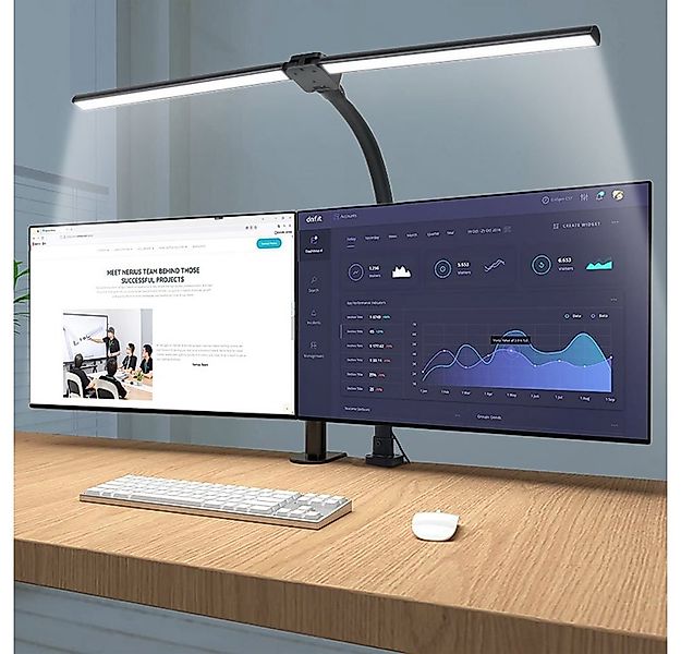 MUPOO LED Tischleuchte Doppelkopf Schreibtischlampe LED Dimmbar,24W 80CM/10 günstig online kaufen