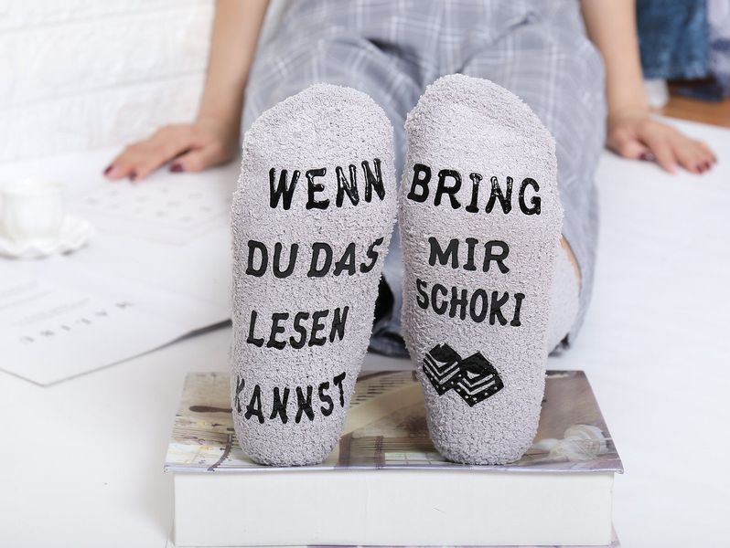Lucadeau Kuschelsocken mit Spruch "bring mir günstig online kaufen