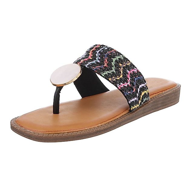 Ital-Design Trendige Damen-Sandalen mit goldener Applikation, Sommer Zehent günstig online kaufen