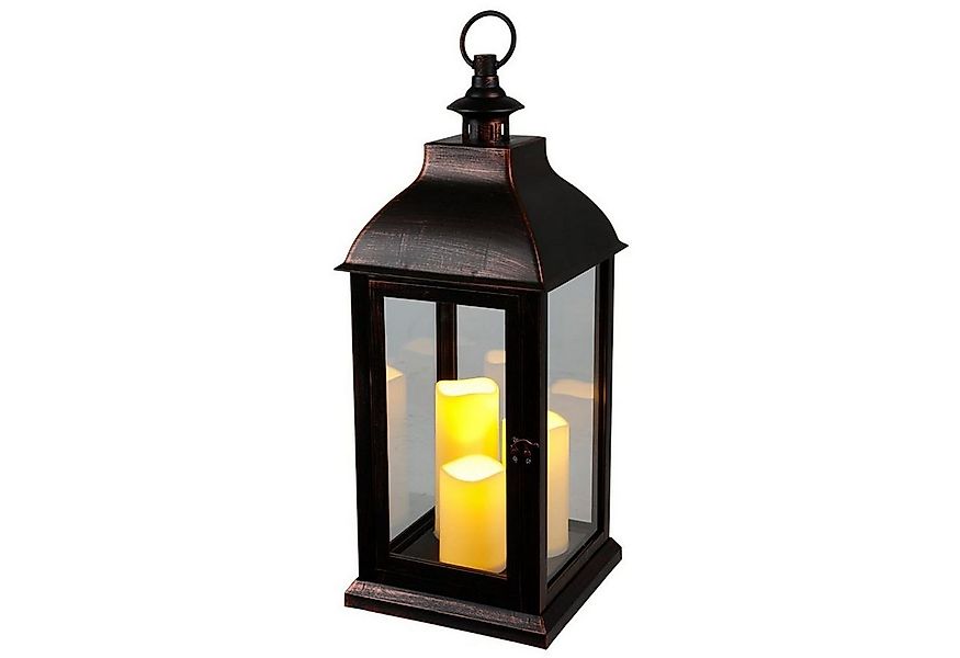 BURI Kugelleuchte XXL Laterne Vintage Windlicht schwarz mit 3 LED-Kerzen Fl günstig online kaufen