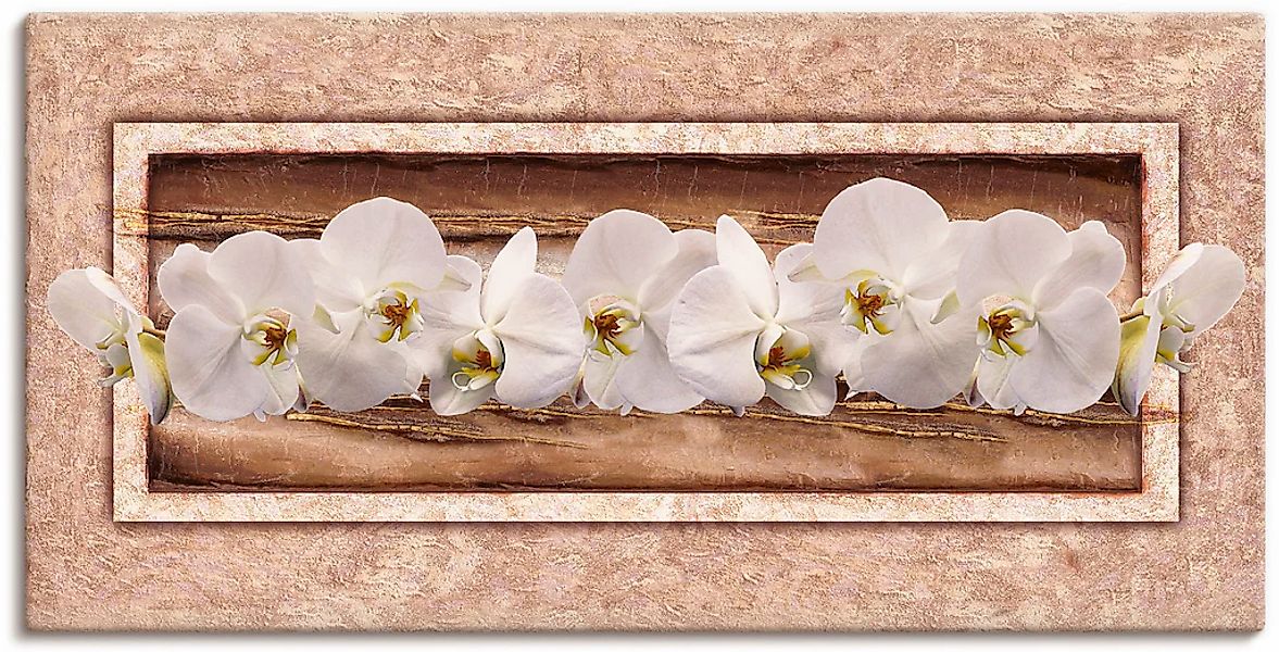 Artland Leinwandbild "Weiße Orchideen braun gold" Blumen 1 Stk. tlg. auf Ho günstig online kaufen