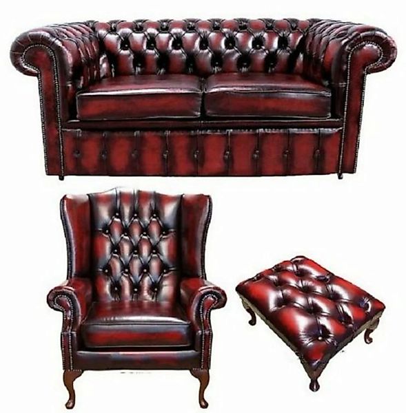 JVmoebel Chesterfield-Sofa, Chesterfield Sofagarnitur Leder Sofa Textil Cou günstig online kaufen