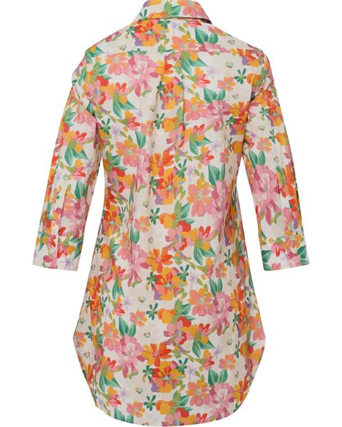 Highmoor Hemdbluse Lange Leinenbluse mit Blumenmuster günstig online kaufen