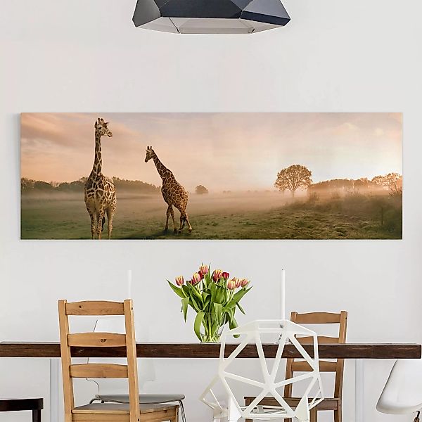 Leinwandbild Afrika - Panorama Surreal Giraffes günstig online kaufen