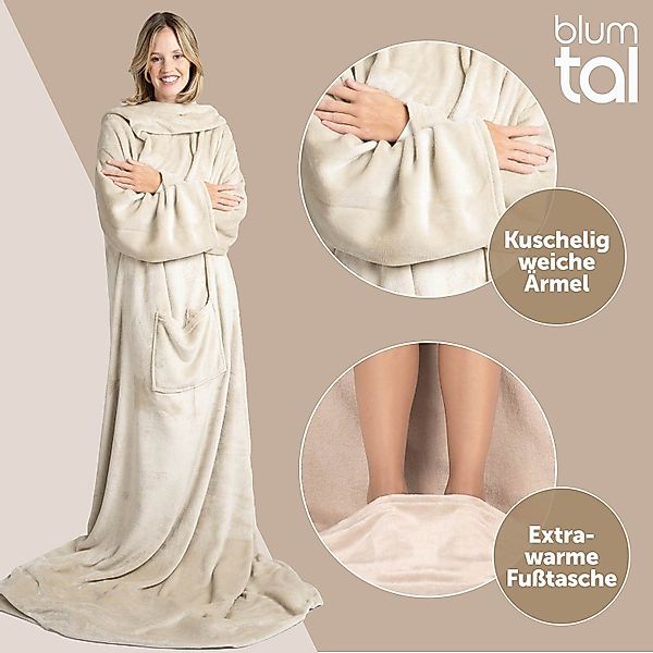 Wohndecke Kuscheldecke mit Ärmeln und Fußtasche, günstig online kaufen