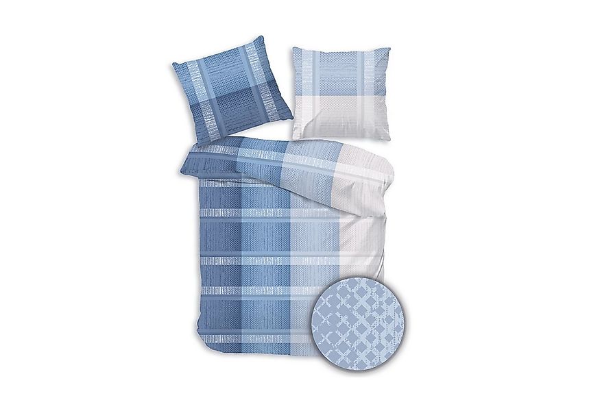 DOBNIG Bettwäsche Flanell, Flanell, 2 teilig, Karo, blau günstig online kaufen