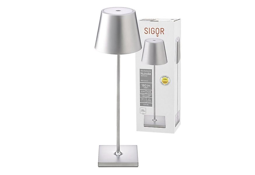 SIGOR LED Tischleuchte Tischleuchte NUINDIE Silberfarben, Dimmbar, 1 LED Pl günstig online kaufen