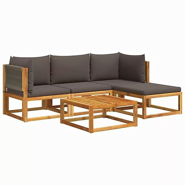 vidaXL Loungesofa 5-tlg. Garten-Sofagarnitur mit Kissen Massivholz, 1 Teile günstig online kaufen