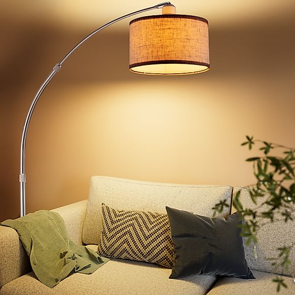 monzana Bogenlampe, Bogenlampe, Stoffschirm Grau Marmorfuß günstig online kaufen