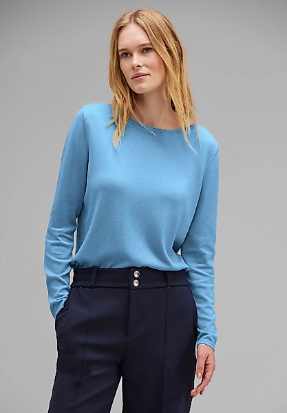 STREET ONE Rundhalspullover, in Unifarbe günstig online kaufen