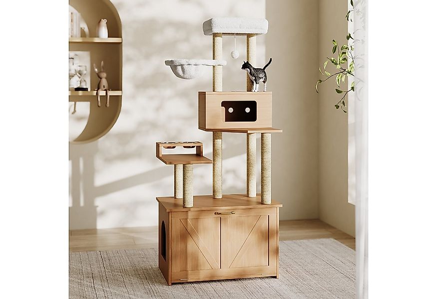 Flieks Kratzbaum PURELOVE, Katzenbaum 74x47x173cm mit Katzenklo-Schrank Fut günstig online kaufen