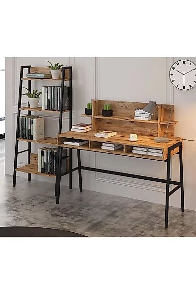 | Set aus Schreibtisch und Bücherregal Loft günstig online kaufen