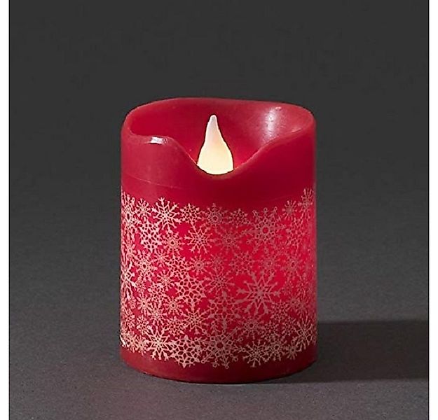 KONSTSMIDE LED-Kerze 1957-555 LED Echtwachskerze rot mit Schneeflocken günstig online kaufen