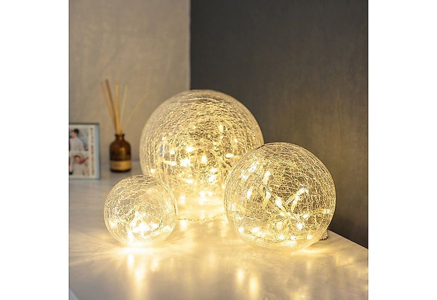 Lights4fun LED Dekofigur 3er Set LED Glaskugeln warmweiß Batterie, LED fest günstig online kaufen