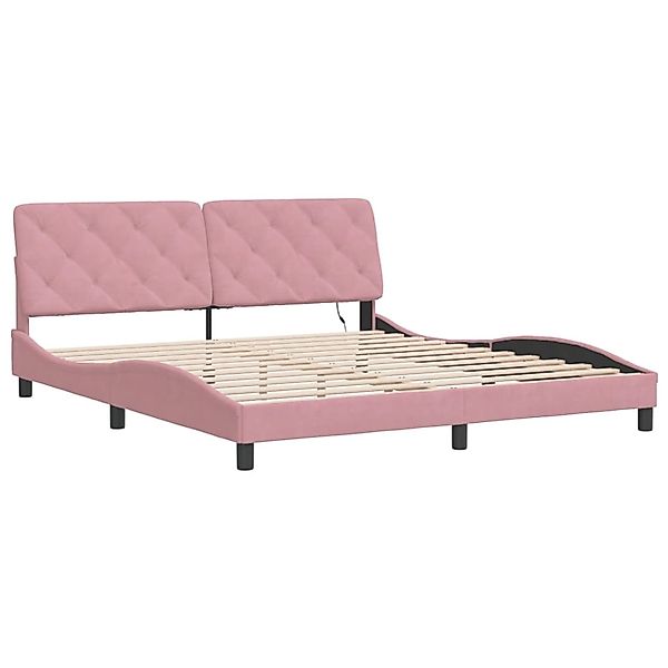 vidaXL Bettgestell mit LED ohne Matratze Rosa 180x200 cm Samt 3213872 günstig online kaufen