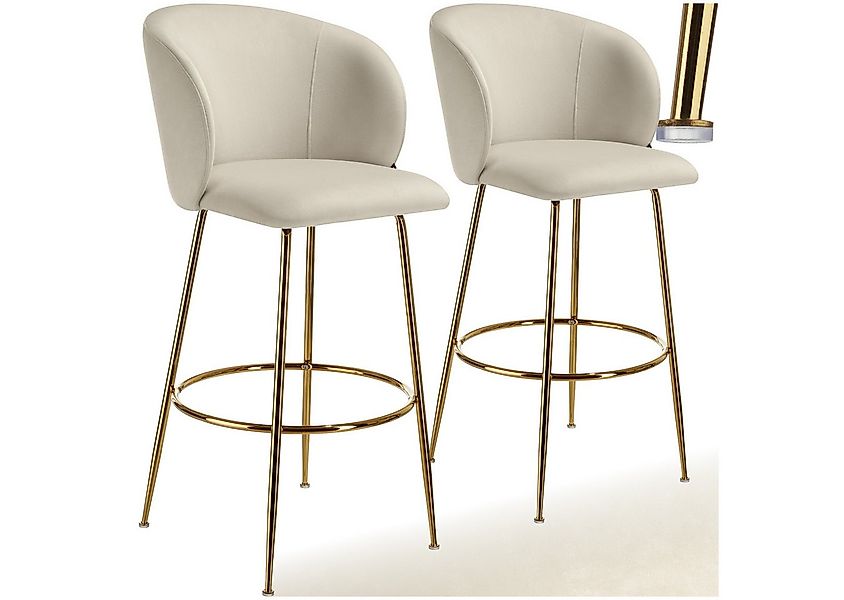 tectake Barhocker Barstuhl Luana, mit Rückenlehne, Samtoptik, 51 x 60 x 106 günstig online kaufen