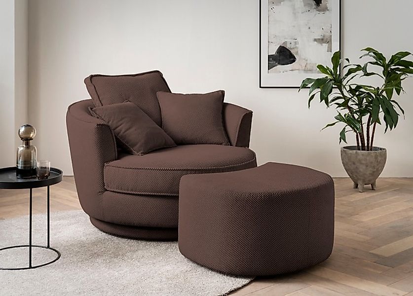 Leonique Drehsessel »MAISIE, Love Seat XXL Lese-Sessel, Big-Sessel mit Hock günstig online kaufen