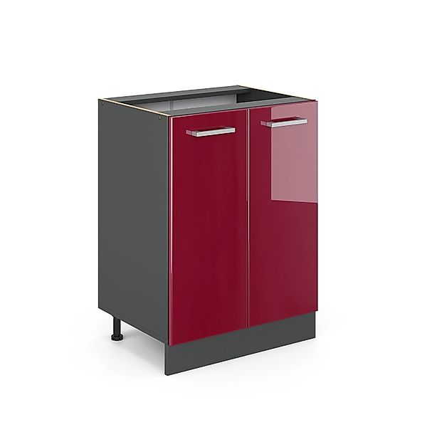Vicco Unterschrank R-Line, Rot Hochglanz/Anthrazit, 60 cm ohne Arbeitsplatt günstig online kaufen