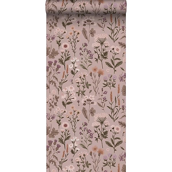 Sanders & Sanders Tapete Feldblumen Altrosa 50 x 900 cm günstig online kaufen