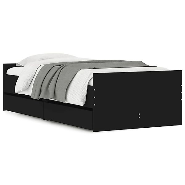 vidaXL Bettgestell, Bettrahmen mit Schubladen Schwarz 100x200 cm günstig online kaufen
