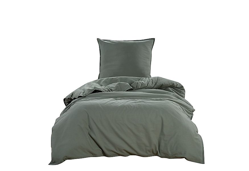 wometo Bettwäsche Bettwäsche Renforce "Stone Washed" grün 155x220, OEKO-TEX günstig online kaufen
