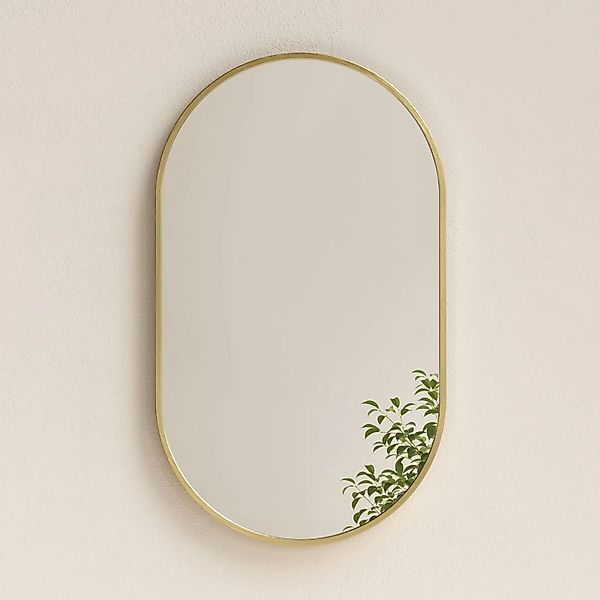 Emke Ovaler Badspiegel 60 x 80 cm Wandspiegel Gold Metall Badezimmerspiegel günstig online kaufen