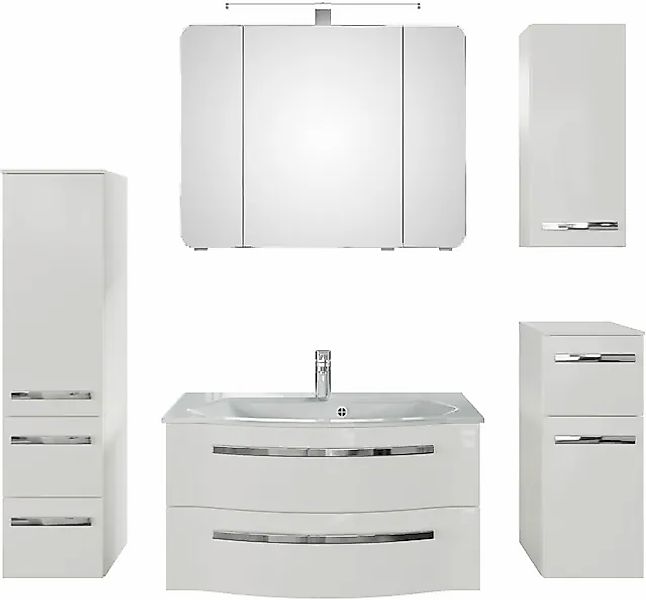 Saphir Badmöbel-Set »Serie 4005, vormontiert, Glaswaschbecken, Spiegelschra günstig online kaufen