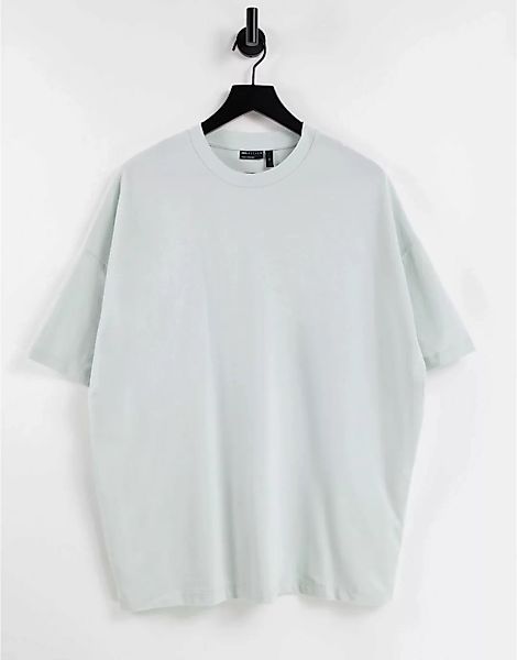 ASOS DESIGN – Oversize-T-Shirt aus Pikee in verwaschenem Blau-Grün günstig online kaufen