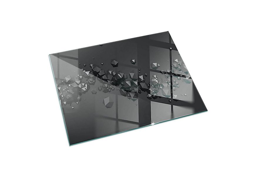 Tulup Bodenschutzplatte Schwarz Abstrakte Formen, Gehärtetem Glas Schutzpla günstig online kaufen