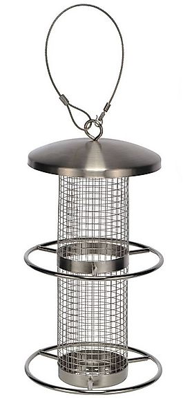 Spetebo Vogelhaus Edelstahl Vogelfutterhaus mit 2 Sitzringen, Vogel Futter günstig online kaufen