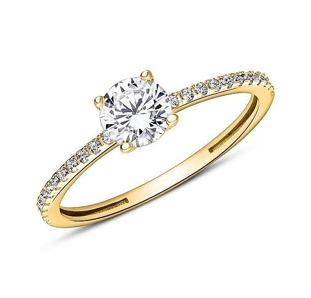 JEWLIX Verlobungsring Gelbgold 9K mit Zirkonia Hauptstein und weiteren Zirk günstig online kaufen