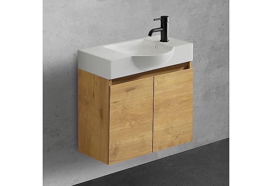 Alpenberger Badmöbel-Set Gäste WC Waschbecken mit Unterschrank 55 cm Breit, günstig online kaufen