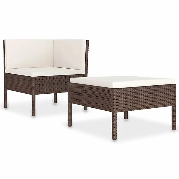 2-tlg. Garten-lounge-set Mit Auflagen Poly Rattan Braun günstig online kaufen