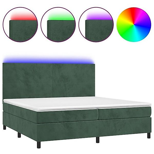 vidaXL Boxspringbett Boxspringbett mit Matratze LED Dunkelgrün 200x200 cm S günstig online kaufen